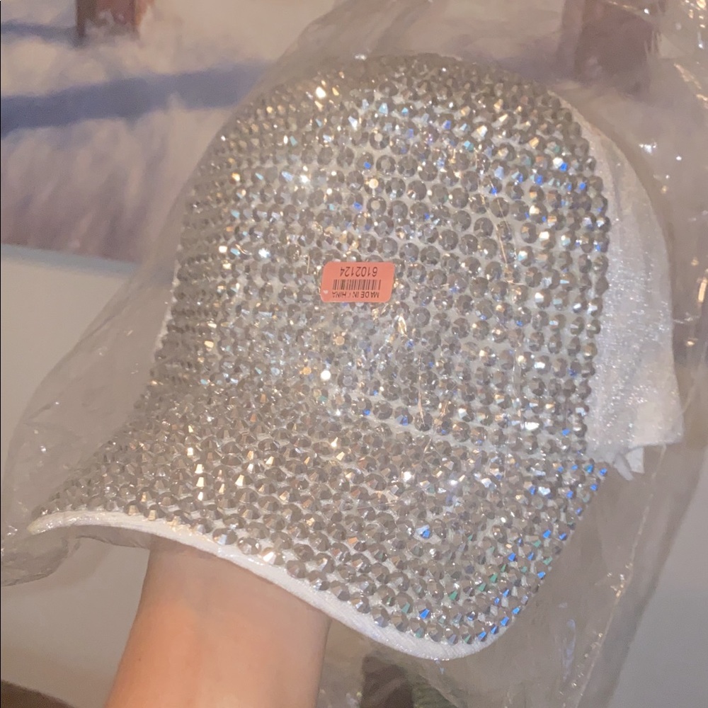 Bedazzled hat! Brand new! White and silver